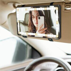 Car Sun Visor Vanity Mirror Lighted Makeup Mirror Rechargeable Touch LED